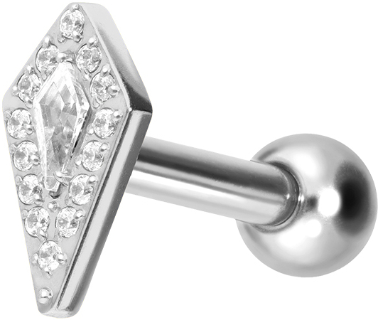 Titanium ear piercing with internal thread CRYSTAL SHIELD